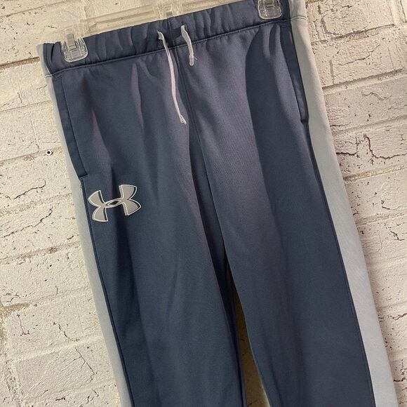Under Armour Cold Gear Blue Gray Fleece Jogging Athletic Pants Youth large - Picture 1 of 11